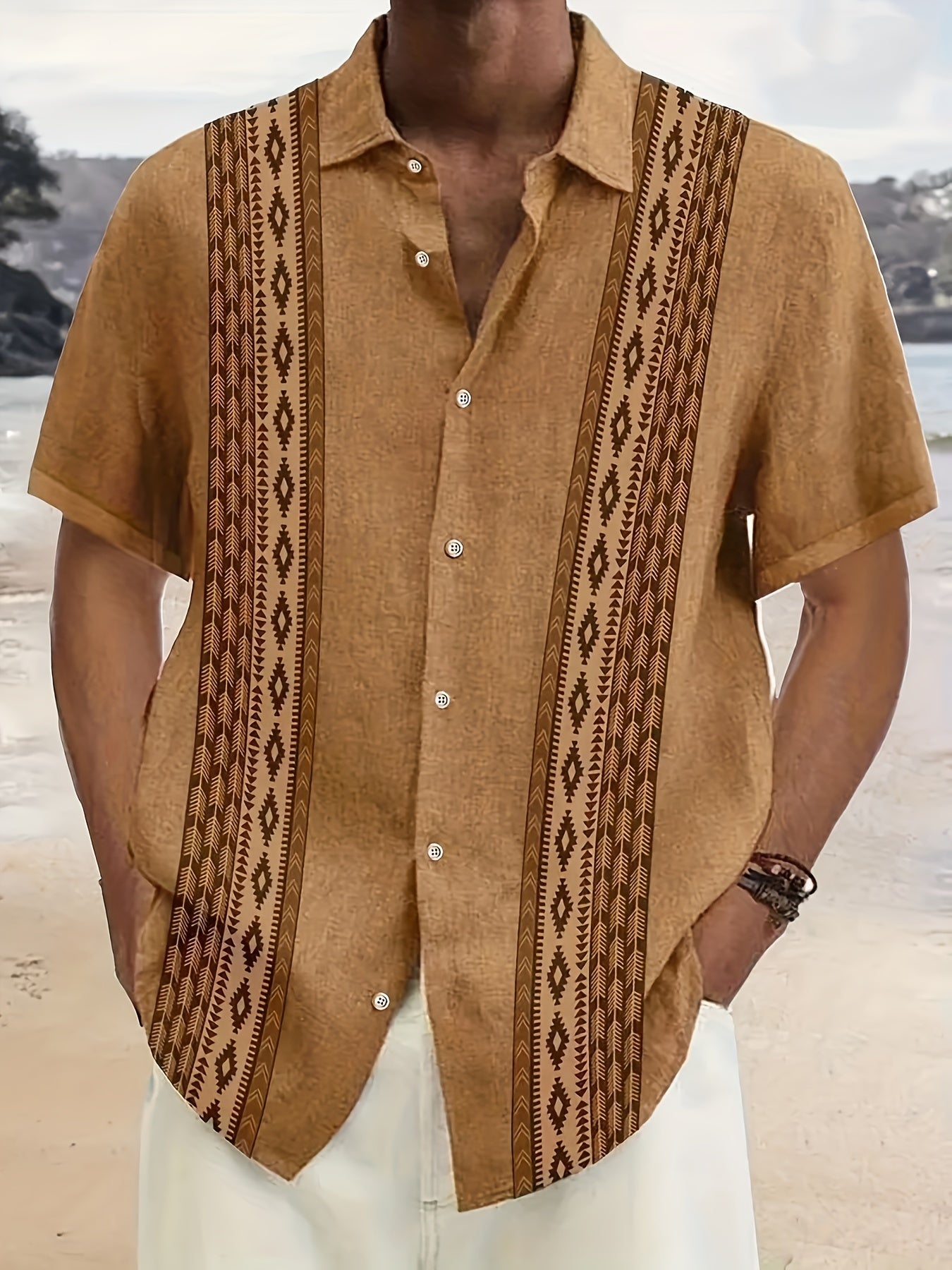 Geometric Pattern Beach Shirt