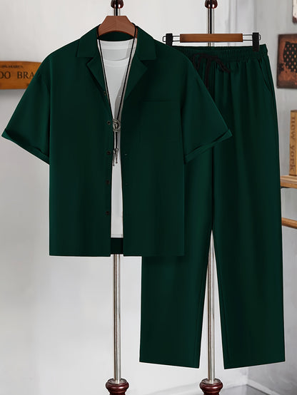 Conjunto de camisa de manga corta y pantalones de corte relajado