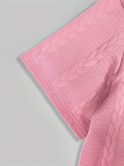 Conjunto de camiseta y pantalón corto de punto trenzado texturizado
