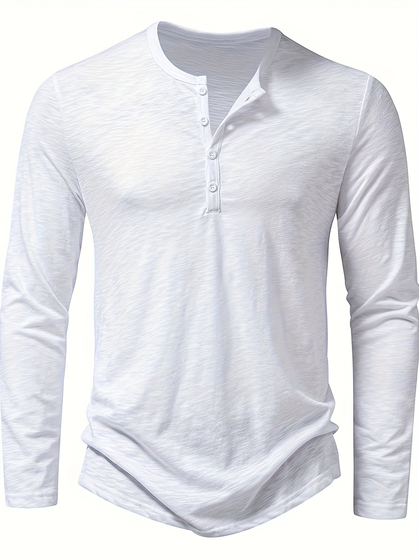 Textured Long Sleeve Henley Shirt