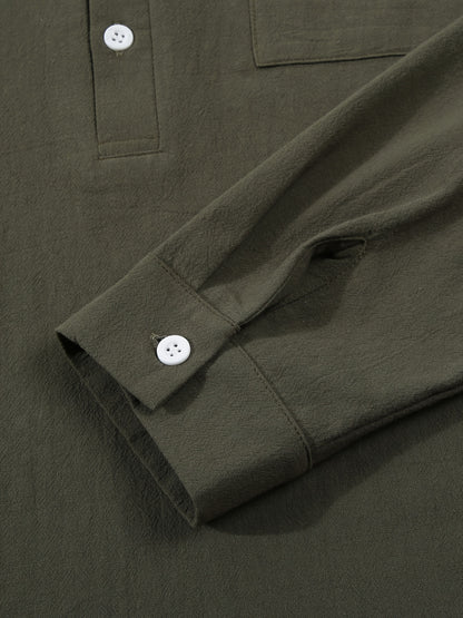 Strukturiertes Langarm-Henley-Shirt