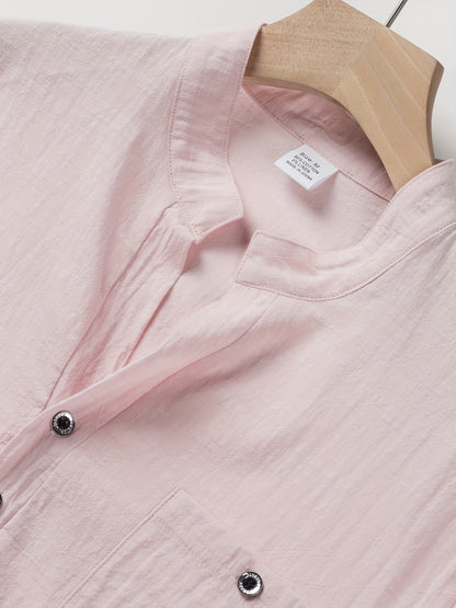Camisa Henley Texturizada de Manga Corta