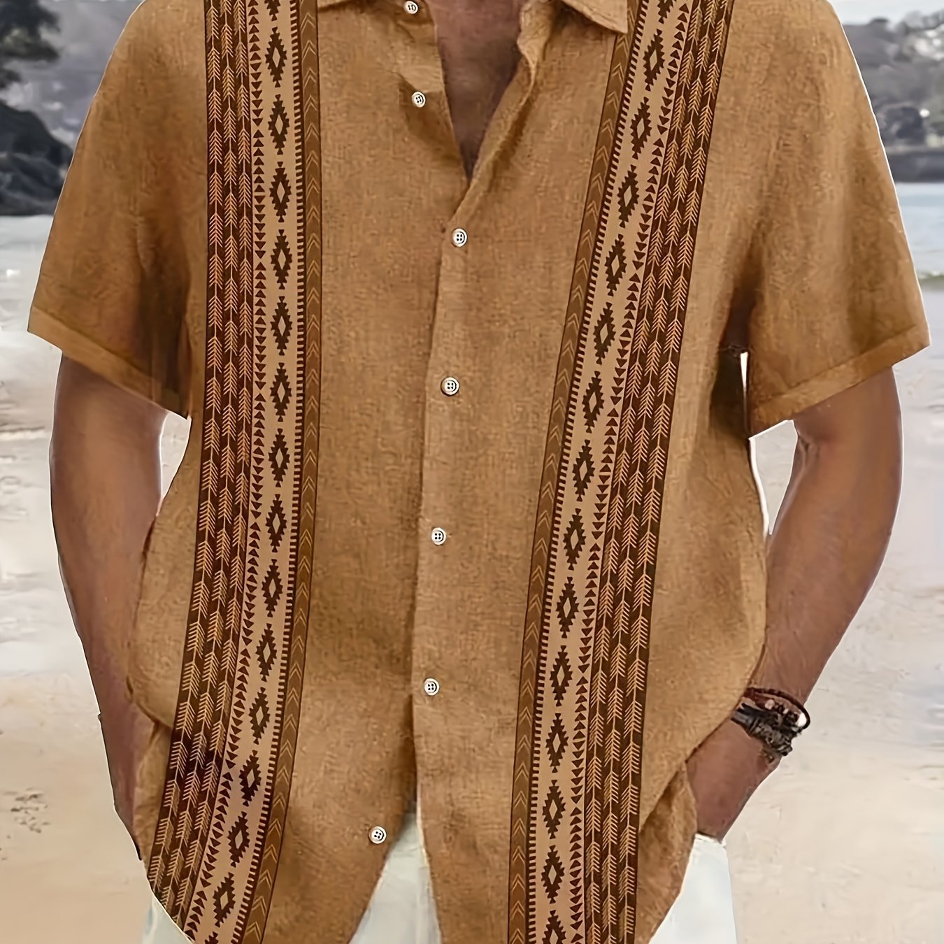Geometric Pattern Beach Shirt