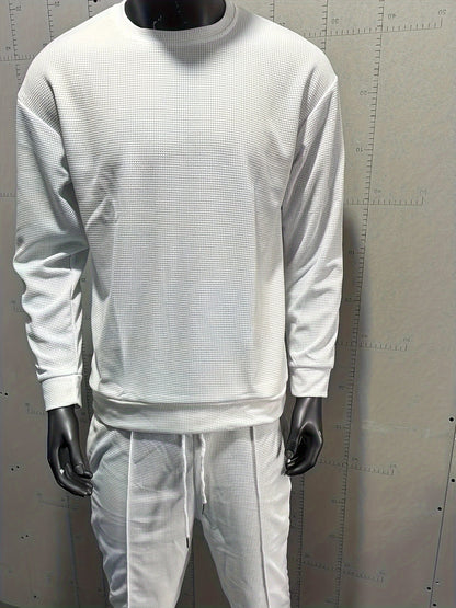 Strukturiertes Langarm-Top und Jogginghose Set