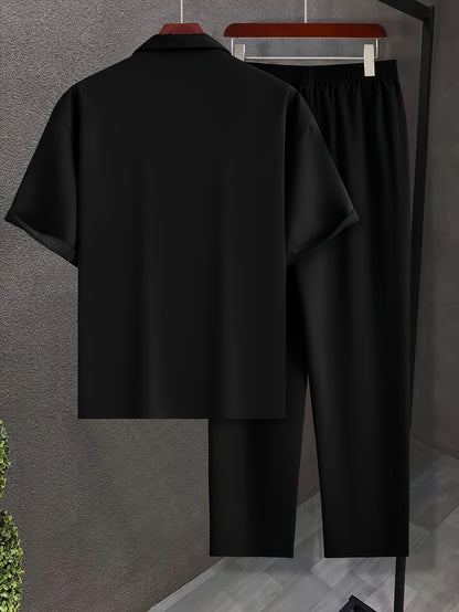 Conjunto de camisa de manga corta y pantalones de corte relajado