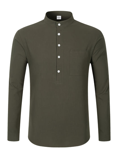 Strukturiertes Langarm-Henley-Shirt