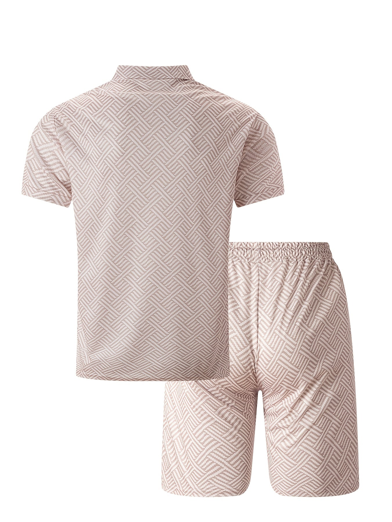 Strukturiertes Polo-Shirt mit Reißverschluss und Shorts-Set