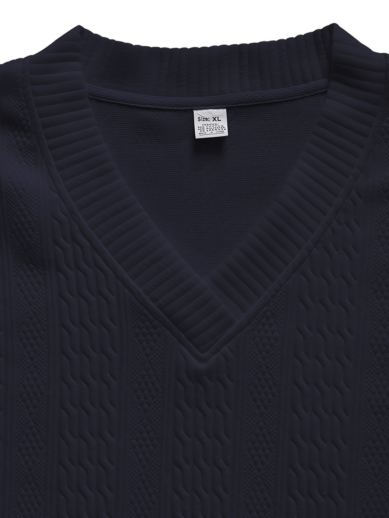 Conjunto de suéter con cuello en V de punto trenzado y pantalón