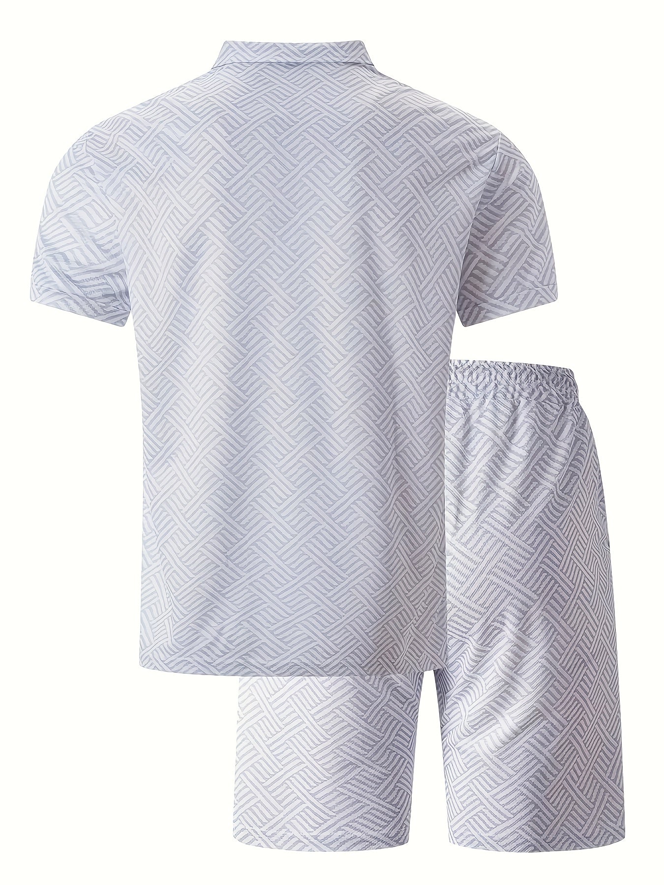 Strukturiertes Polo-Shirt mit Reißverschluss und Shorts-Set
