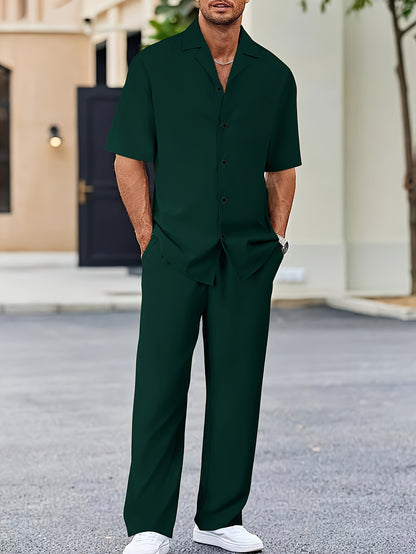 Conjunto de camisa de manga corta y pantalones de corte relajado