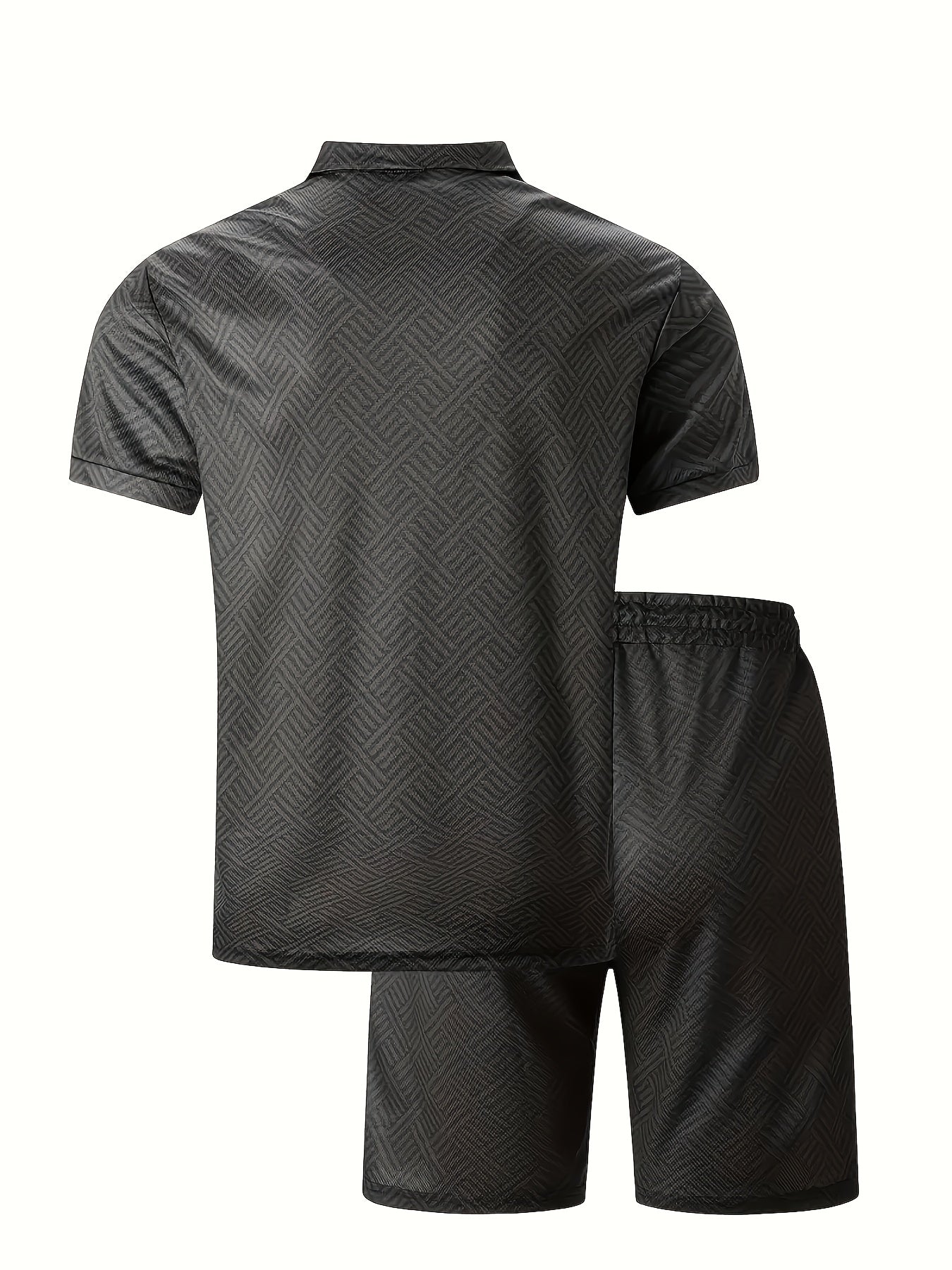 Strukturiertes Polo-Shirt mit Reißverschluss und Shorts-Set