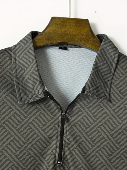 Strukturiertes Polo-Shirt mit Reißverschluss und Shorts-Set
