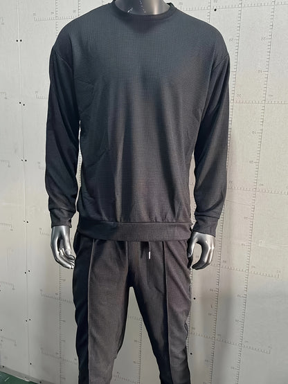 Strukturiertes Langarm-Top und Jogginghose Set