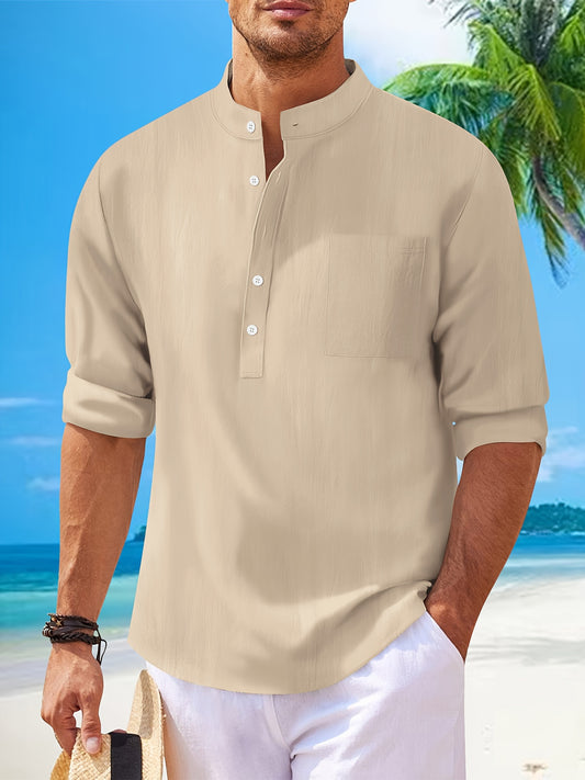 Camisa Henley de manga larga texturizada