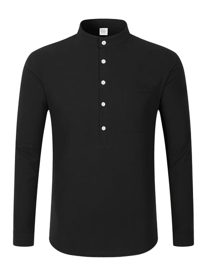 Strukturiertes Langarm-Henley-Shirt