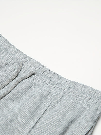 Strukturiertes Langarm-Top und Jogginghose Set