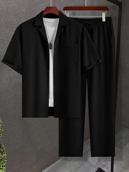 Conjunto de camisa de manga corta y pantalones de corte relajado