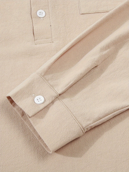 Strukturiertes Langarm-Henley-Shirt