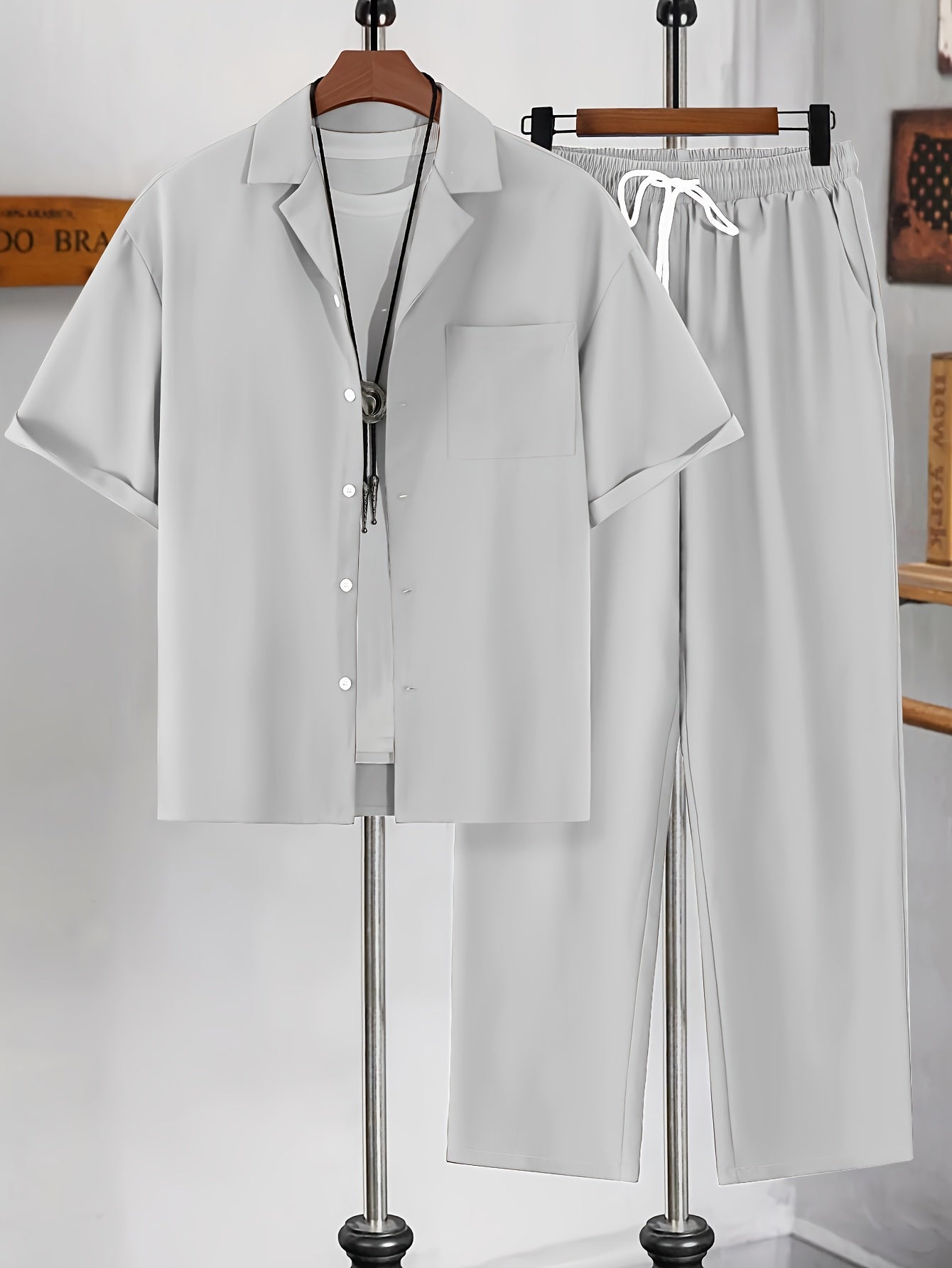 Conjunto de camisa de manga corta y pantalones de corte relajado
