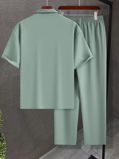 Conjunto de camisa de manga corta y pantalones de corte relajado