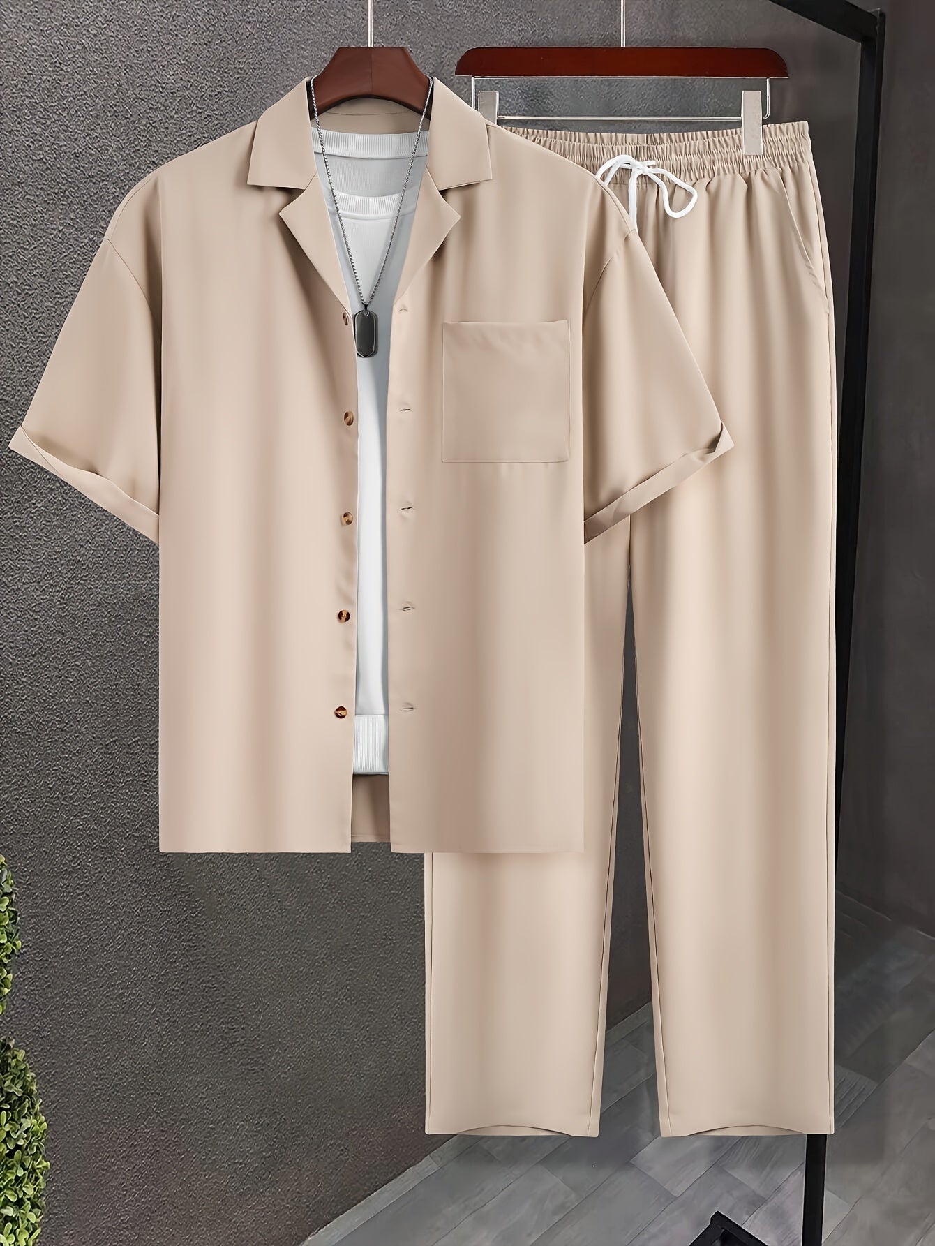 Conjunto de camisa de manga corta y pantalones de corte relajado