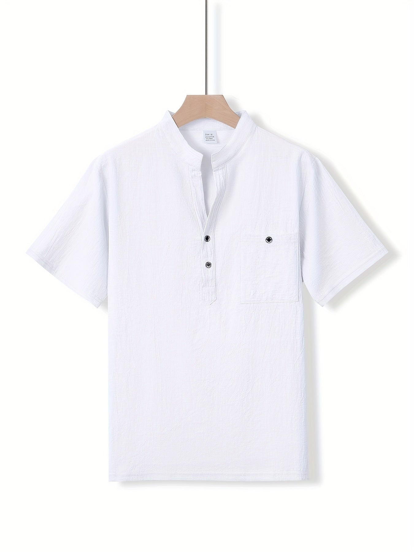 Camisa Henley Texturizada de Manga Corta