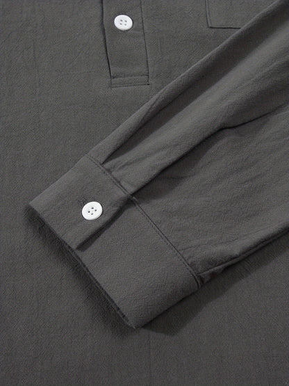 Strukturiertes Langarm-Henley-Shirt