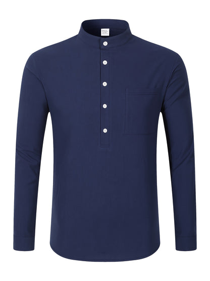 Strukturiertes Langarm-Henley-Shirt