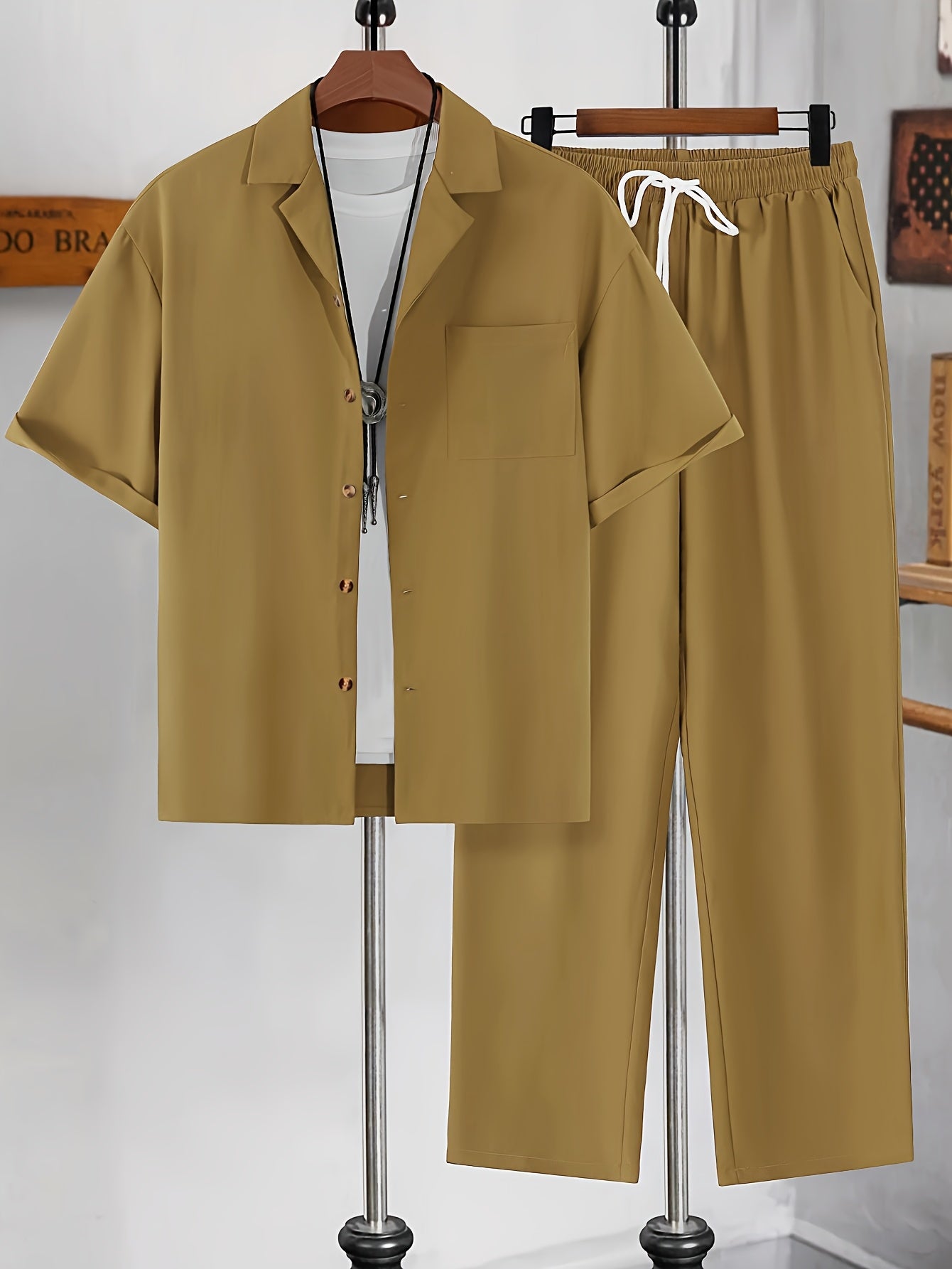 Conjunto de camisa de manga corta y pantalones de corte relajado