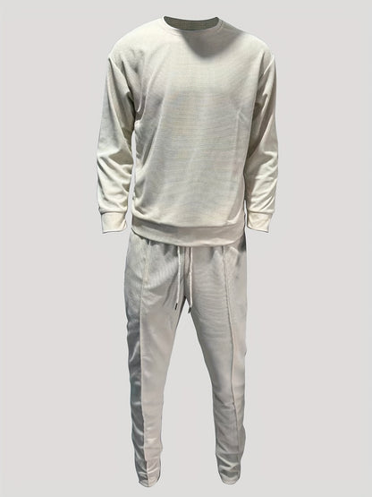 Strukturiertes Langarm-Top und Jogginghose Set