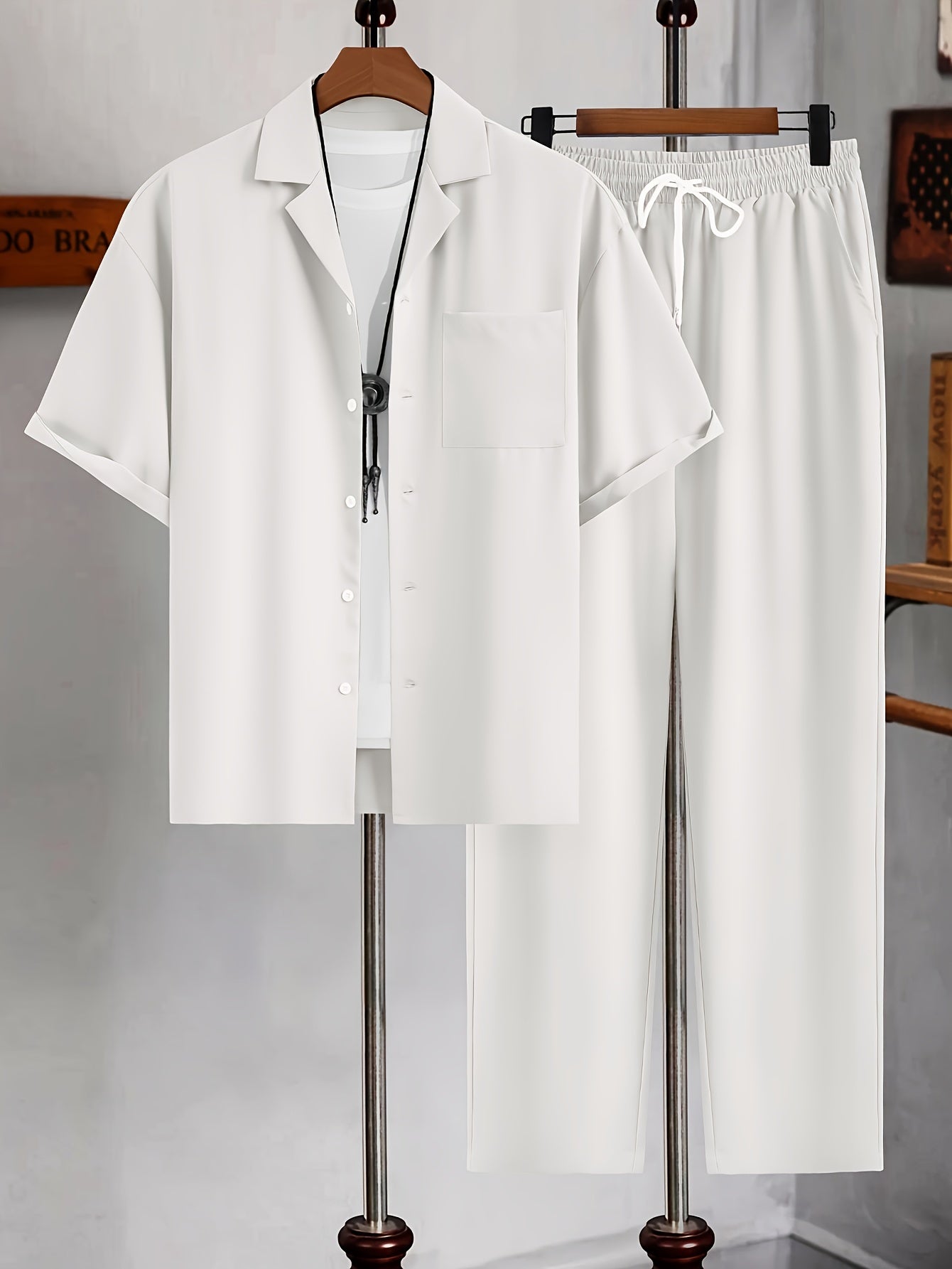 Conjunto de camisa de manga corta y pantalones de corte relajado