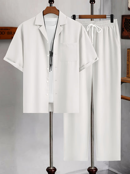 Conjunto de camisa de manga corta y pantalones de corte relajado