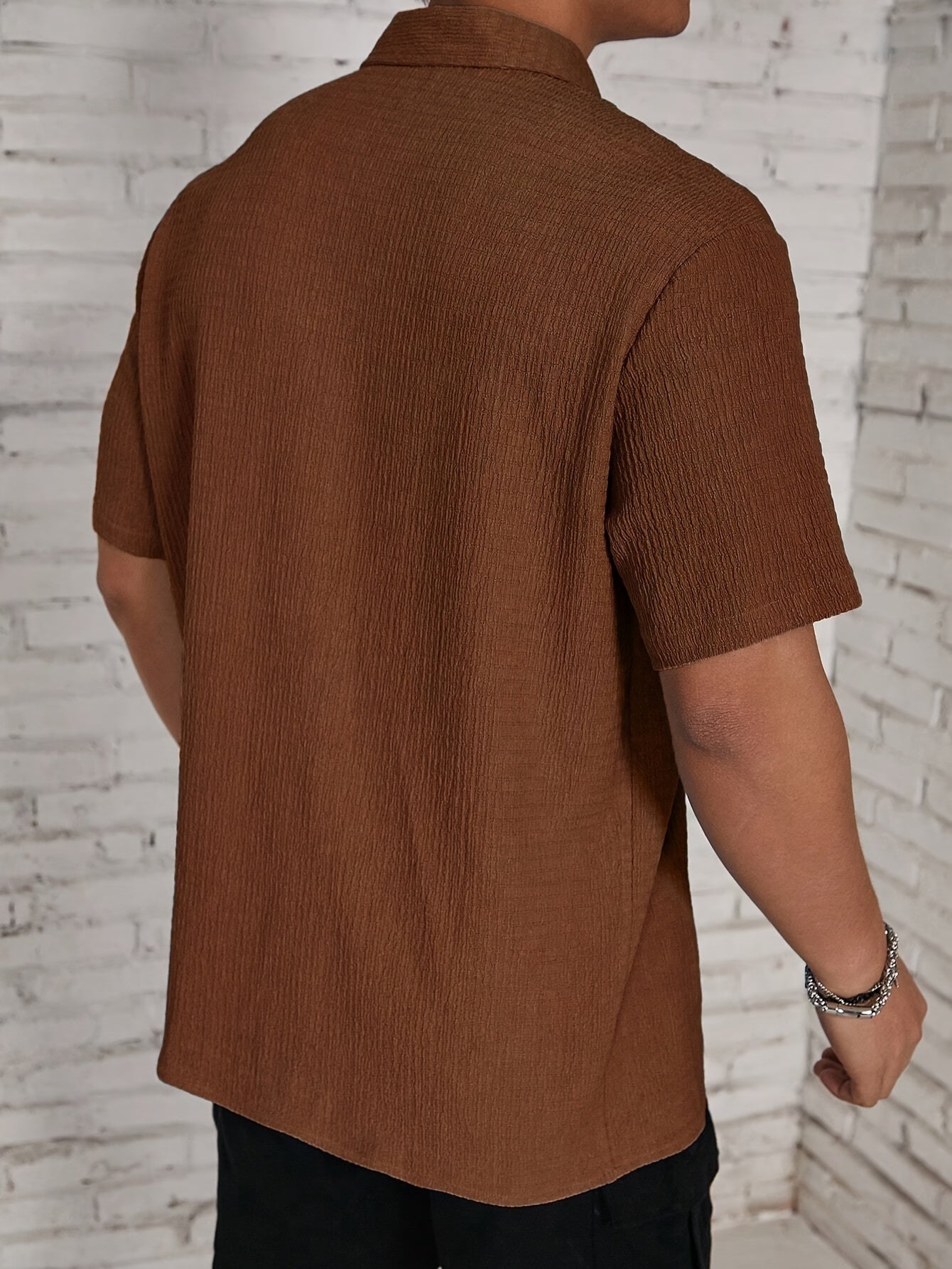 Textured Button-Up Shirt
