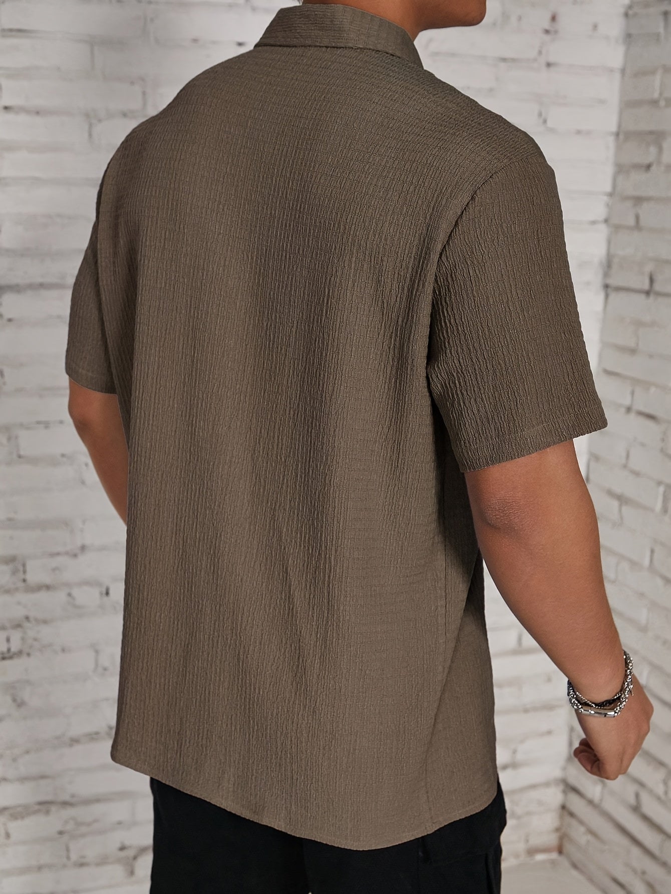 Textured Button-Up Shirt