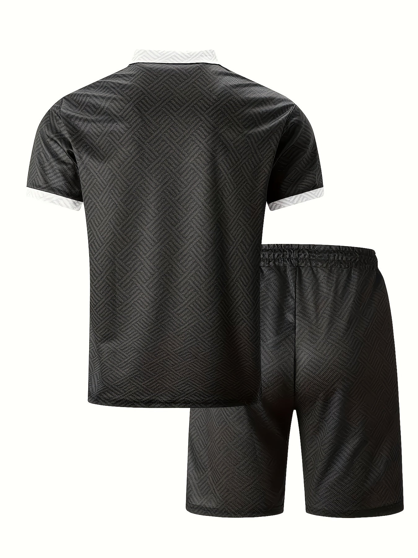 Strukturiertes Polo-Shirt mit Reißverschluss und Shorts-Set