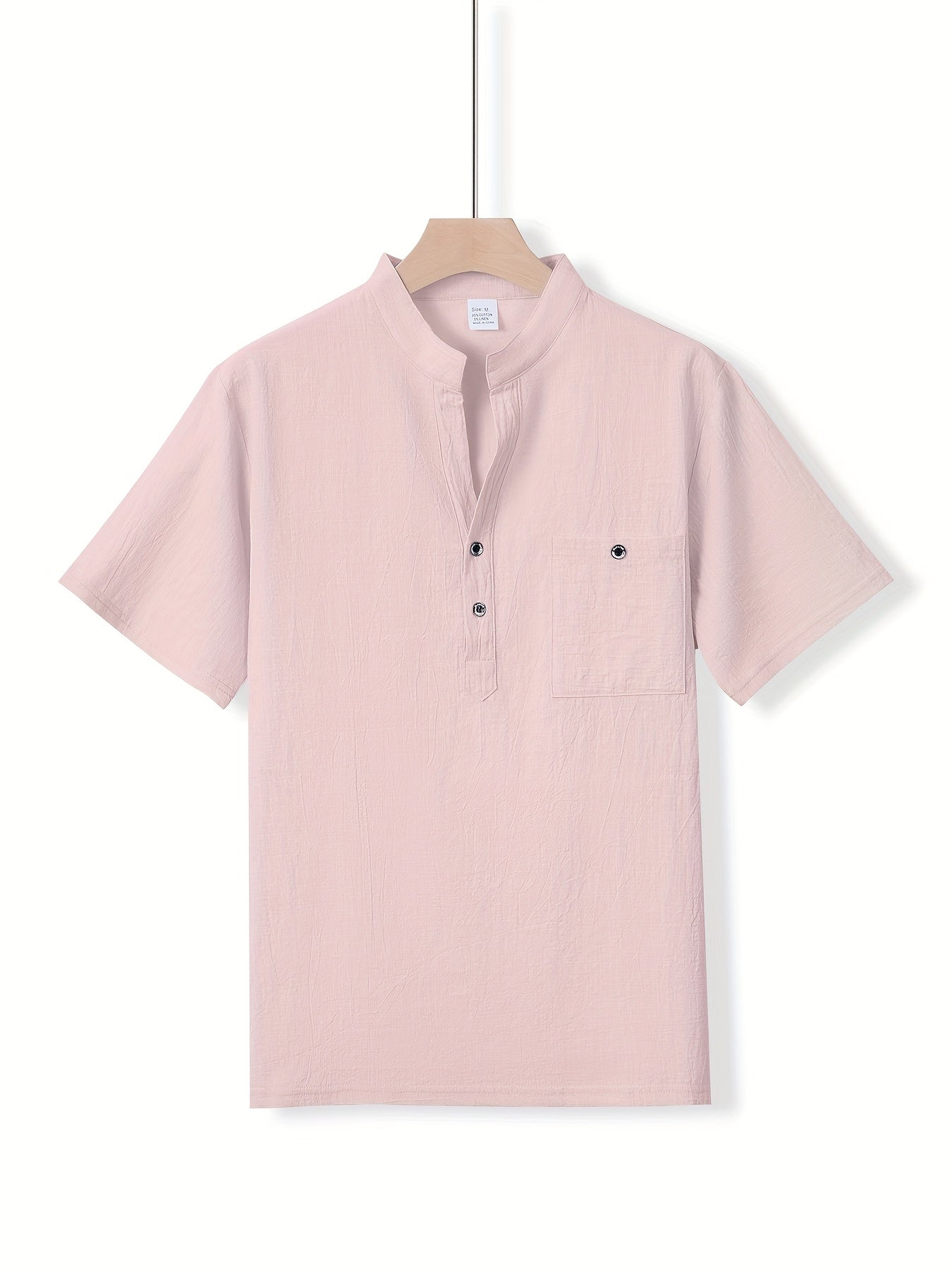 Camisa Henley Texturizada de Manga Corta