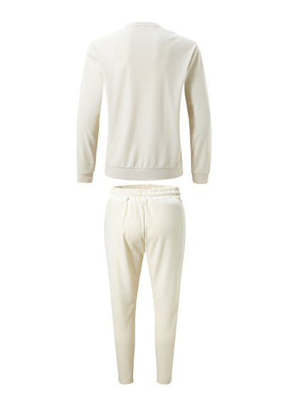 Strukturiertes Langarm-Top und Jogginghose Set