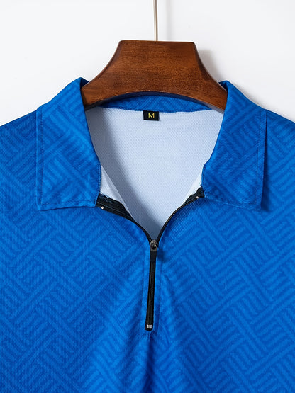 Strukturiertes Polo-Shirt mit Reißverschluss und Shorts-Set