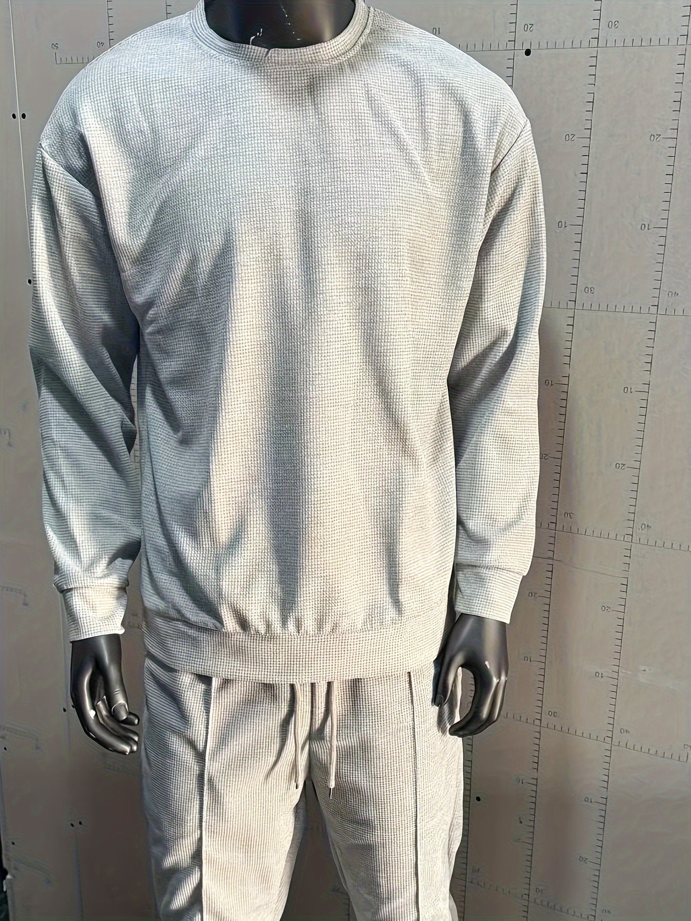 Strukturiertes Langarm-Top und Jogginghose Set