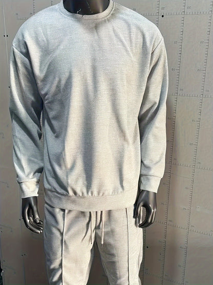 Strukturiertes Langarm-Top und Jogginghose Set