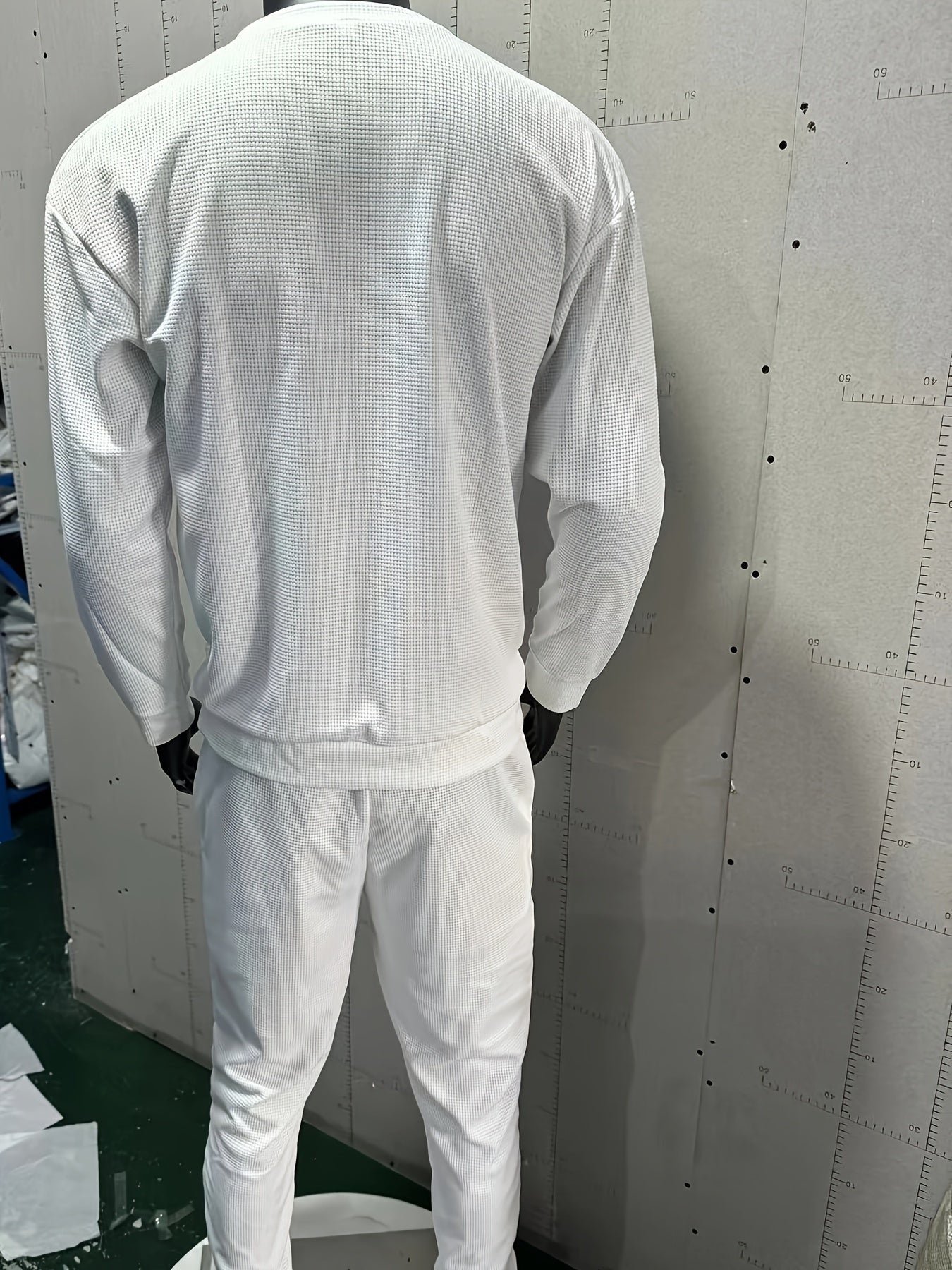 Strukturiertes Langarm-Top und Jogginghose Set