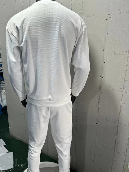 Strukturiertes Langarm-Top und Jogginghose Set