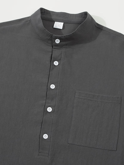 Strukturiertes Langarm-Henley-Shirt