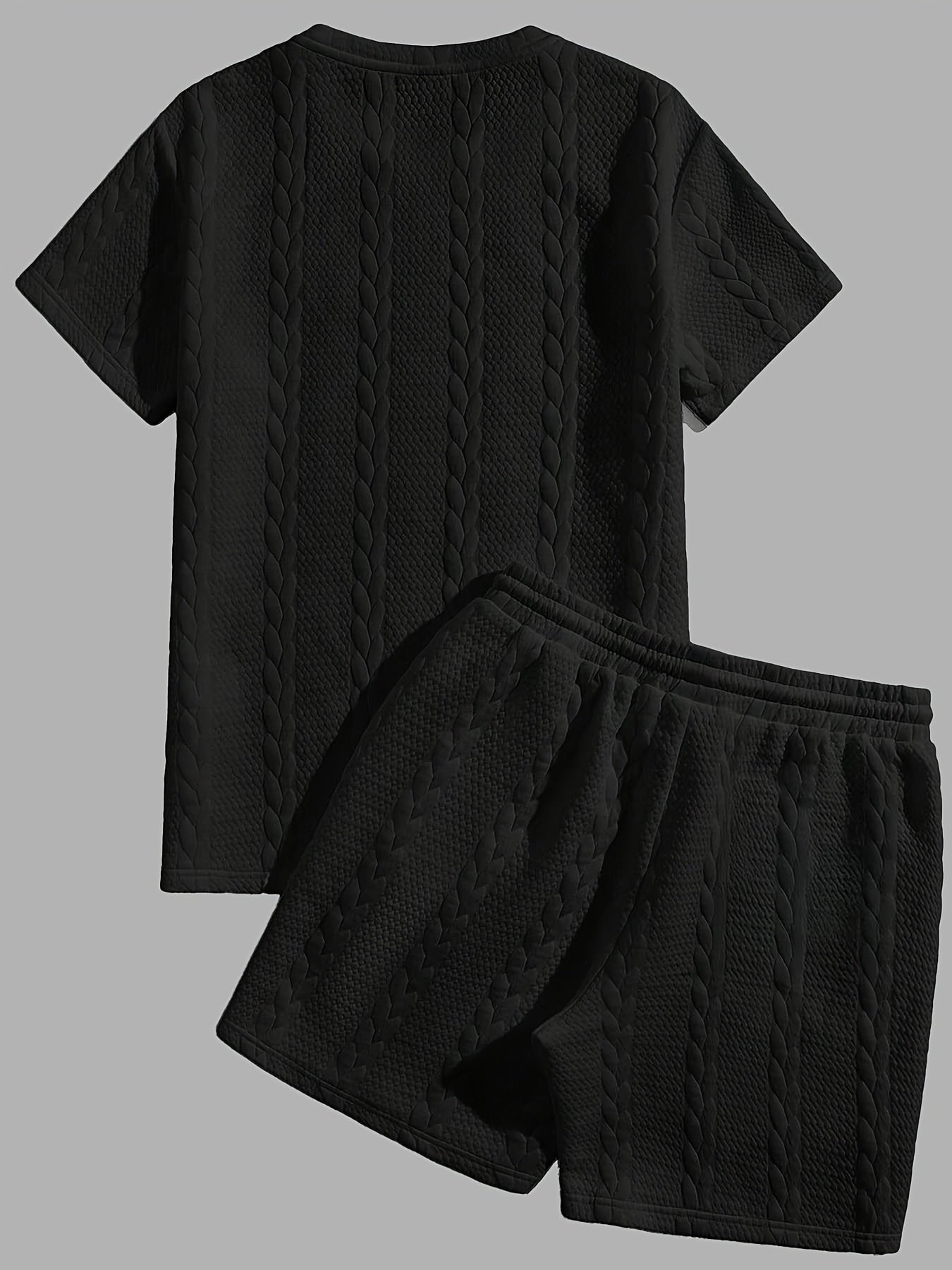 Conjunto de camiseta y pantalón corto de punto trenzado texturizado