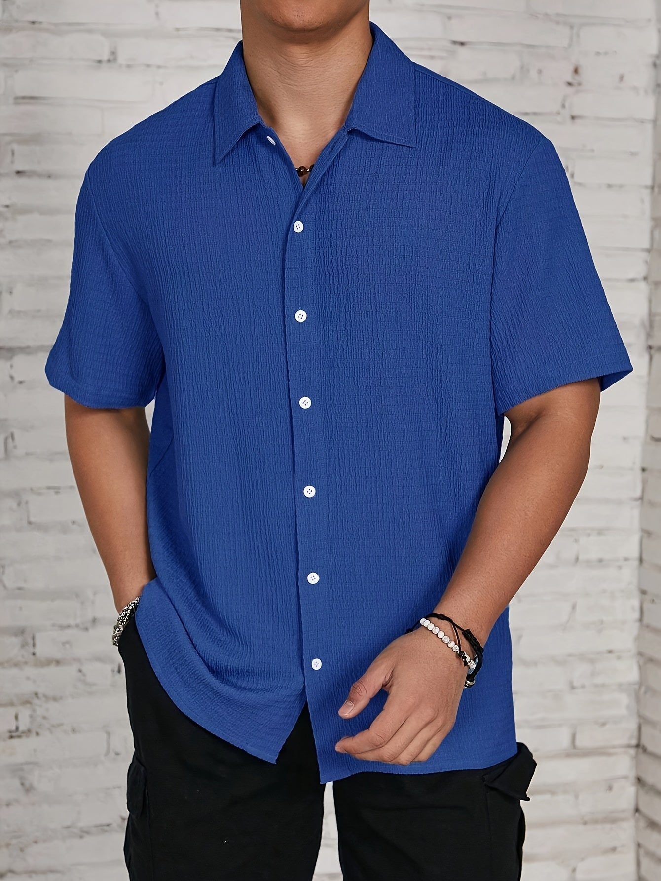 Textured Button-Up Shirt