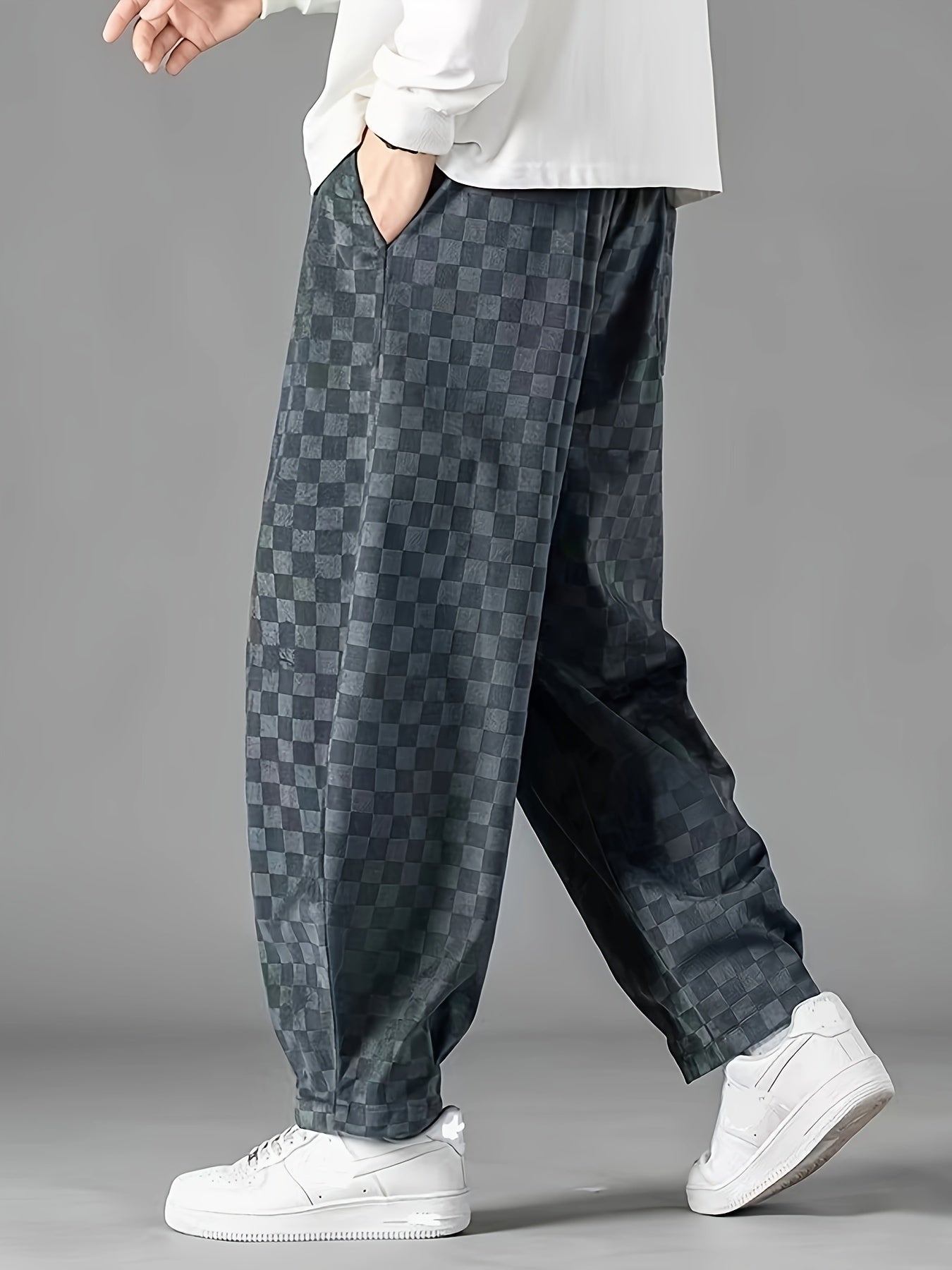 Pantalones anchos a cuadros