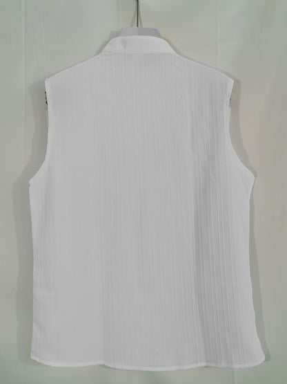 Sleeveless Pleated Button Shirt and Shorts Set