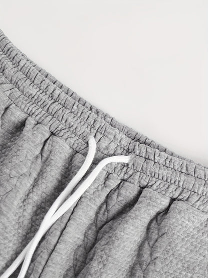 Conjunto de camiseta y pantalón corto de punto trenzado texturizado