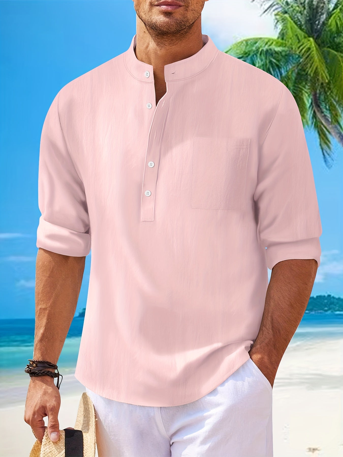 Strukturiertes Langarm-Henley-Shirt