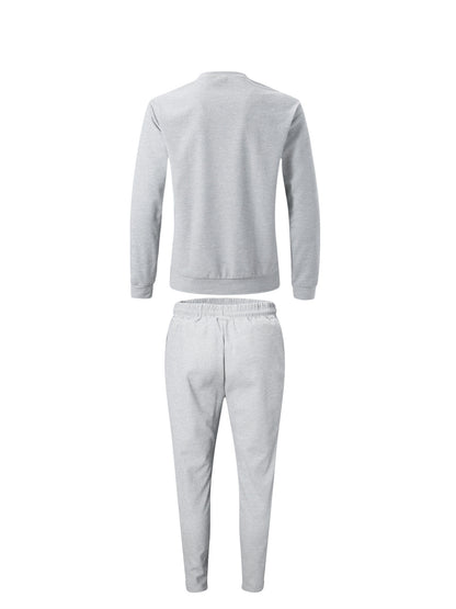 Strukturiertes Langarm-Top und Jogginghose Set
